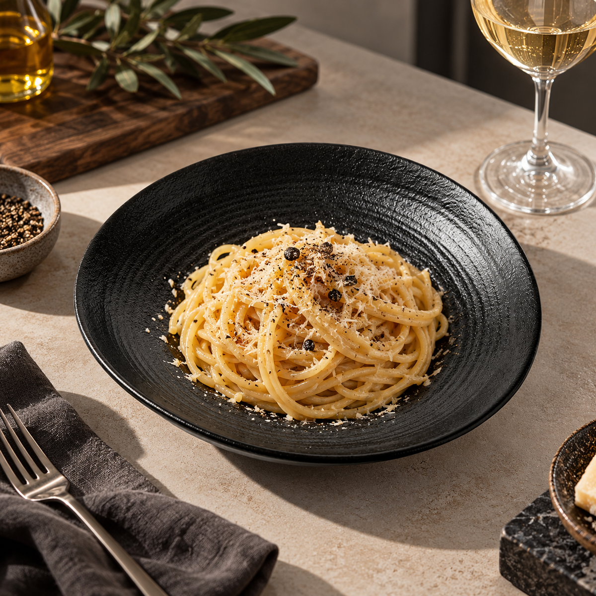 Black Textured Ceramic Plate