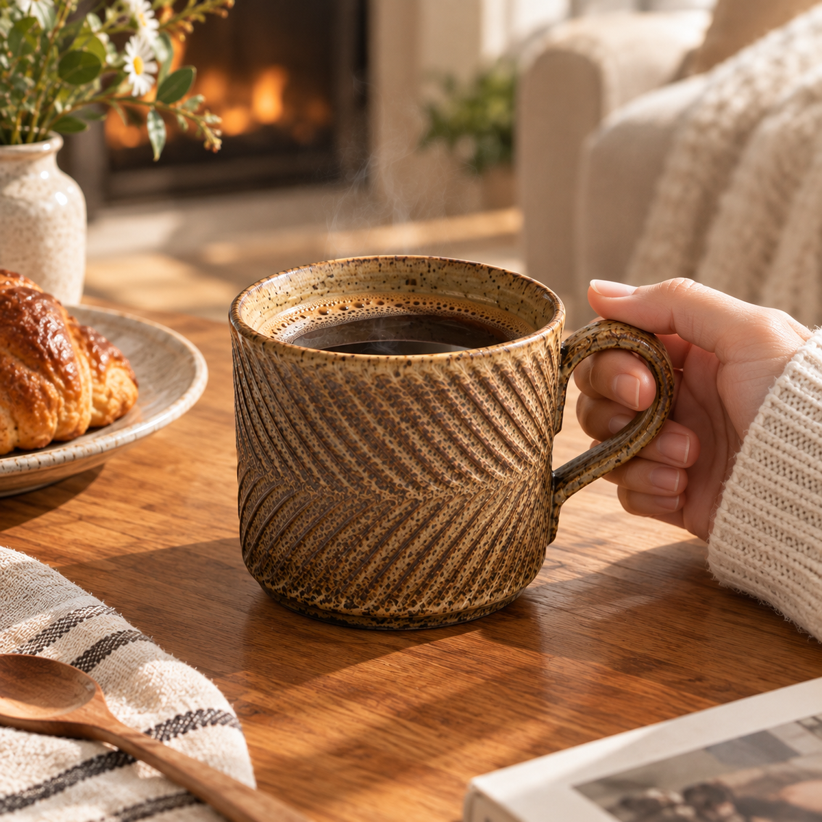 Vintage Brown Ceramic Coffee Cup