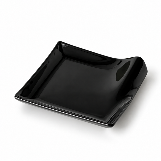 Black Ceramic Dessert Plate