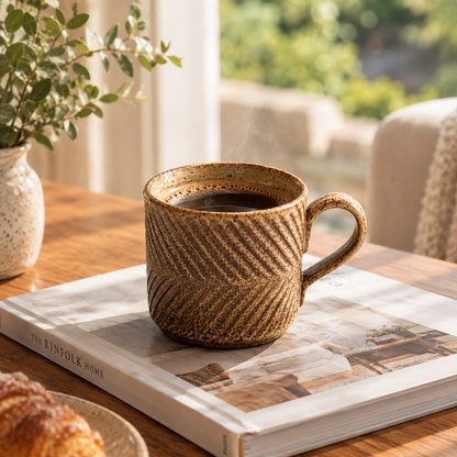 Vintage Brown Ceramic Coffee Cup