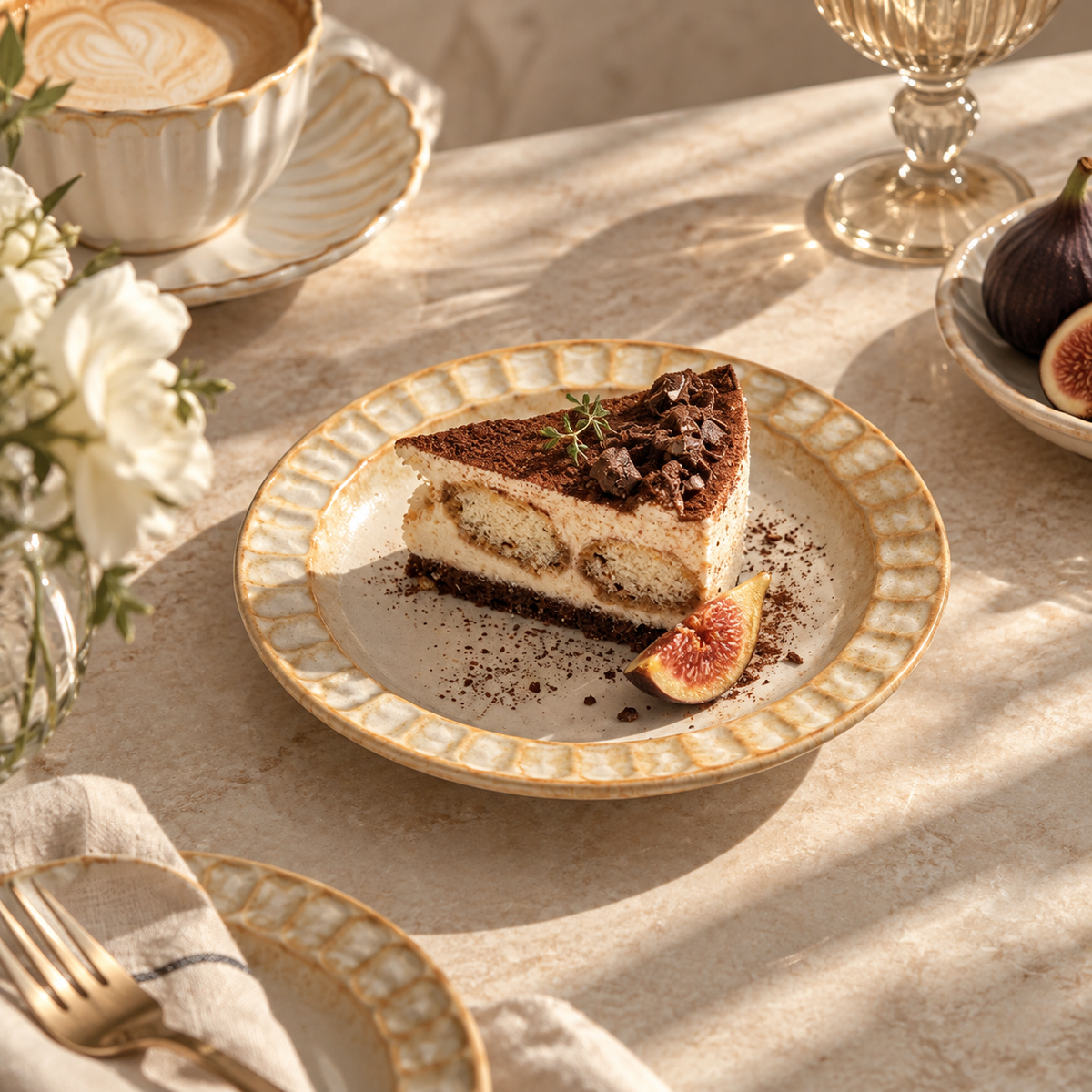 Warm White Ceramic Cake Plate