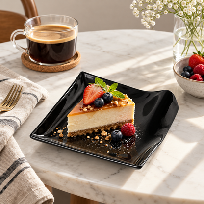 Black Ceramic Dessert Plate