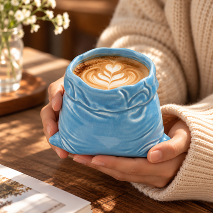Blue Ceramic Wrinkled Cup