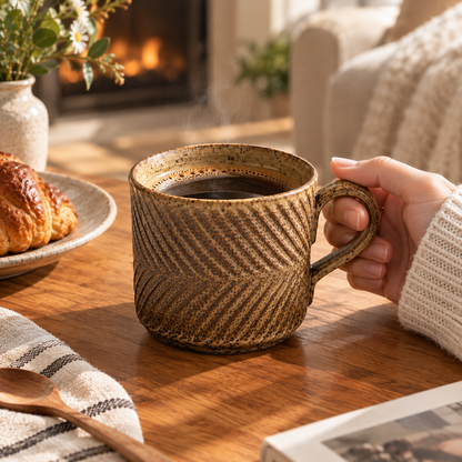 Vintage Brown Ceramic Coffee Cup