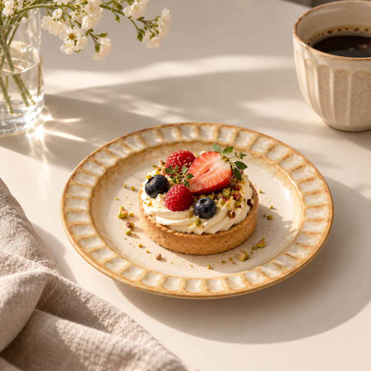 Warm White Ceramic Cake Plate