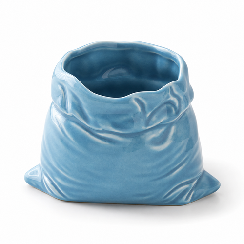 Blue Ceramic Wrinkled Cup